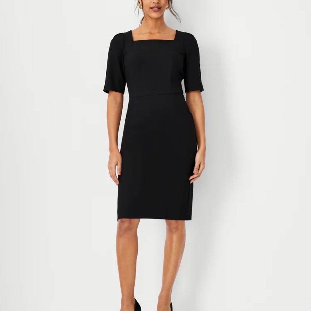 The Elbow Sleeve Square Neck Dress in Seasonless Stretch